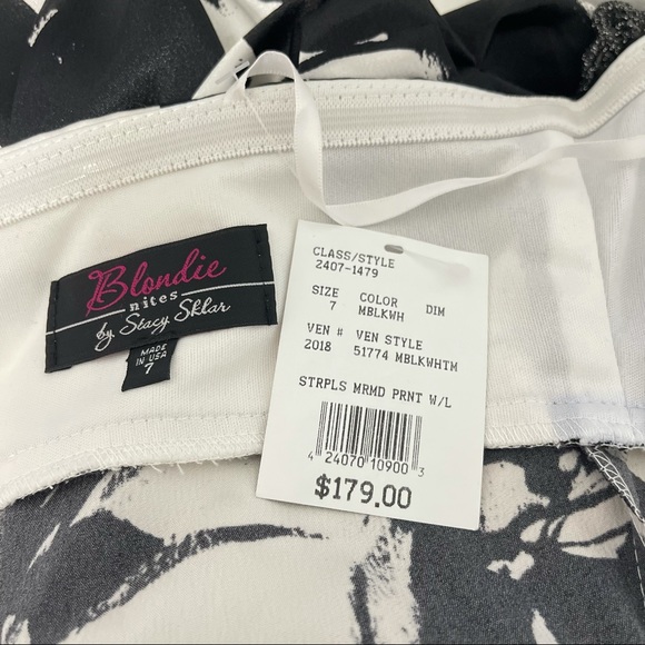 # Davids Bridal Strapless Sequined Chest Black & White Gown / Maxi Dress Size 7 - Picture 14 of 17